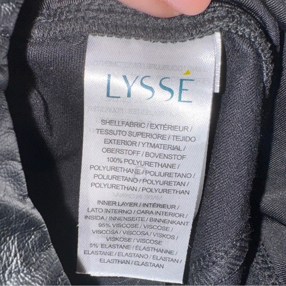 Lysse Black Textured Faux Leather Leggings Control Top S - Picture 8 of 15